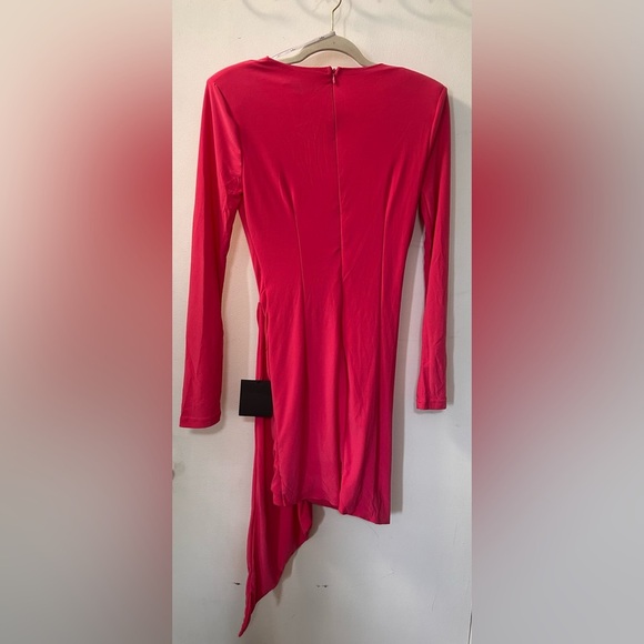 Nwt-Lulu’s-Marlay Hot Pink Ruched Long Sleeve Bodycon Dress-small - Picture 6 of 6